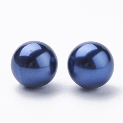 Полуночно-синий Экологичные пластиковые бусины с имитацией жемчуга, высокий блеск, класс А, круглые, темно-синий, 40 мм, отверстие : 3.8 мм