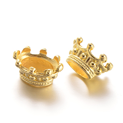 Golden Large Hole Crown Brass Beads, Golden, 14x11x7mm, Hole: 4.5x7mm and 7x11mm