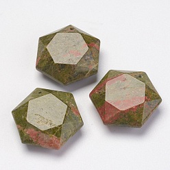 Unakite Pendentifs unakite naturelles, hexagone, 28~29x25x9~10mm, Trou: 1.5mm