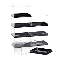 Black Polystyrene Display Case Specimen Box, Rectangle Organizer Stand, with Black Base, Black, 5.6x4.2x3.3cm