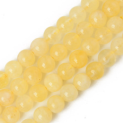 Autres Quartzs Perles naturelles de quartz brins, teints et chauffée, imitation citrine, ronde, 6~6.5mm, Trou: 1mm, Environ 62 pcs/chapelet, 14.76 pouce (37.5 cm)