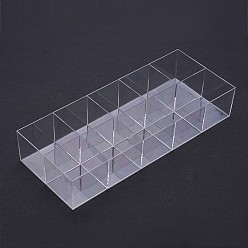 Прозрачный 10 отсеков прямоугольник пластиковых контейнеров для хранения бисера, нет крышки, прозрачные, 12.8x31.6x5.8 см