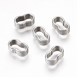 Stainless Steel Color 304 Stainless Steel Slide Charms, For Leather Cord Clasp Findings, Stainless Steel Color, 4.5x12.5x7mm, Hole: 5x10mm