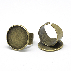 Bronze Antique Fer supports de bague de pad, sans cadmium et sans nickel et sans plomb, bronze antique, plateau: 20 mm, 18 mm