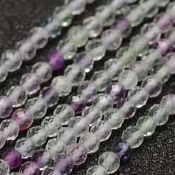 Fluorite Natural Fluorite Beads Strands, Faceted, Round, 2mm, Hole: 0.5mm, about 178pcs/strand, 15.3 inch(39cm)
