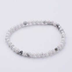Howlite Howlite naturelle bracelets de perles extensibles, avec du fil de fibre élastique, 2-1/4 pouces (55 mm)