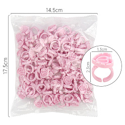 Pearl Pink Plastic Heart Tattoo Ink Ring Cups, Permanent Makeup Pigment Ring Palette for Nail Art Eyelash Extension, Pearl Pink, 2.3x1.3cm, 100Pcs/bag