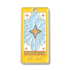 Star Alloy Enamel Pendants, Golden, Tarot Charm, Star, 30x15x1.5mm, Hole: 1.8mm