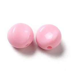 Pink Opaque Acrylic Beads, Flat Round, Pink, 9.5~10x12mm, Hole: 1.8mm, about 1110pcs/500g