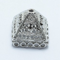 Platinum Alloy Bead Cone, Long-Lasting Plated, Platinum, 20.5x20.5x17mm, Hole: 2mm