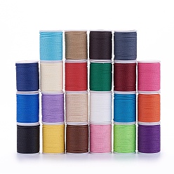 Color mezclado Cordón redondo de poliéster encerado, cordón encerado de taiwán, cuerda retorcida, color mezclado, 1 mm, aproximadamente 12.02 yardas (11 m) / rollo