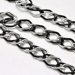 Bronze Doubles chaînes à maillons aluminium, non soudée, avec bobine, sans plomb et sans nickel, gris anthracite, 18x13x4mm, environ 32.8 pieds (10 m)/rouleau