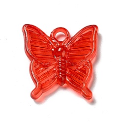 Roja Colgantes de acrílico transparentes, encanto de mariposa, rojo, 23.5x23x4 mm, agujero: 3 mm, Sobre 530 unidades / 500 g