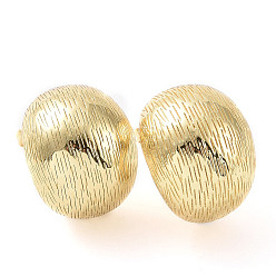 Real 18K Gold Plated Rack Plating Brass Textured Half Round Stud Earrings, Half Hoop Earrings for Women, Cadmium Free & Lead Free, Real 18K Gold Plated, 25x19.5x16mm, Pin: 0.8mm