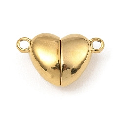 Oro 304 cierres magnéticos de acero inoxidable, corazón, dorado, 10.5x17x6.5 mm, agujero: 1.5 mm