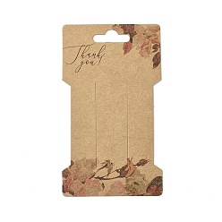 Fleur Cartes d'affichage de pince à cheveux en papier kraft, cartes de support d'arc de cheveux, fournitures d'accessoires pour cheveux, fleur, 11.5x6.6x0.03 cm, Trou: 24.5x8.5mm