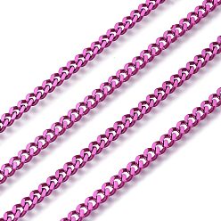 Medium Violet Red Electrophoresis 304 Stainless Steel Curb Chains, Unwelded, with Spool, Medium Violet Red, 3.5x2.8x0.5mm, about 32.8 Feet(10m)/roll