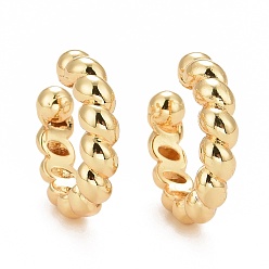 Real 18K Gold Plated Rack Plating Brass Twist Rope Shape Cuff Earrings, Cadmium Free & Lead Free, Real 18K Gold Plated, 19x19x4mm, Inner Diameter: 12.5mm