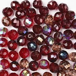 Red Fire-Polished Czech Glass Beads, Faceted, Ananas, Red, 10x10mm, Hole: 1.4mm, about 60pcs/bag