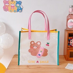 Bear Plastic Shoulder Bags, Rectangle Women Handbags, with Animal Pattern, Bear Pattern, 25.6x30.5x14.5cm