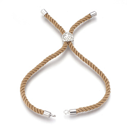 Pérou Fabrication de bracelet de cordon de coton, avec les accessoires en laiton, plat et circulaire avec arbre de vie, Pérou, 8-5/8 pouce (22 cm), Trou: 2mm