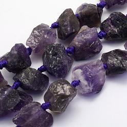 Amethyst Natural Amethyst Beads Strands, Nuggets, 17~30.5x11~26x11~26mm, Hole: 2mm, about 16~19pcs/strand, 15.7 inch(40cm)