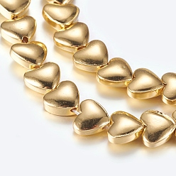 Plateado en Oro No magnéticos hematites sintética hebras, corazón, oro chapado, 5x6x2.5 mm, agujero: 1 mm, sobre 82 unidades / cadena, 15.7 pulgada (40 cm)
