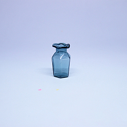 Verde azulado Adornos en miniatura de jarrón de vidrio de borosilicato alto, accesorios de casa de muñecas micro jardín paisajístico, simulando decoraciones de utilería, con borde ondulado, cerceta, 25x40 mm