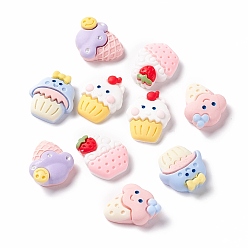 Mixed Color Opaque Resin Decoden Cabochons, Ice Cream & Cup Cake, Mixed Color, 19.5~21x16.5~18.5x6.5~7.5mm