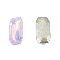 Light Rose K9 Glass Rhinestone Cabochons, Pointed Back & Back Plated, Faceted, Rectangle Octagon, Light Rose, 12x6x3mm