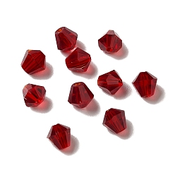 Crimson Glass Imitation Austrian Crystal Beads, Faceted, Diamond, Crimson, 4x4mm, Hole: 0.7mm