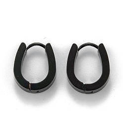 Electrophoresis Black 304 Stainless Steel Hoop Earrings, Hypoallergenic Earrings, Oval, Electrophoresis Black, 15.5~16x14x4mm, Pin: 1mm