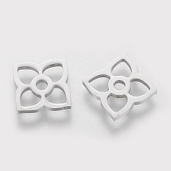 Stainless Steel Color 201 Stainless Steel Charms, Clover, Stainless Steel Color, 13x13x1mm, Hole: 2mm