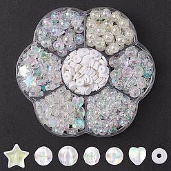 Clear DIY Beads Jewelry Making Finding Kit, Including Acrylic & Polymer Clay Beads, Heart & Star & Round & Disc, Clear, 6~10x6~10x1~7mm, Hole: 1~1.8mm
