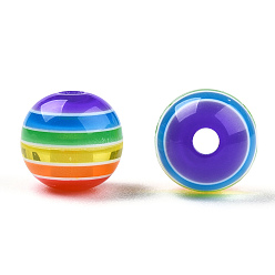 Colorful Transparent Stripe Resin Beads, Round, Colorful, 8mm, Hole: 1.8~2mm