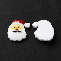 White Christmas Opaque Resin Cabochons, Santa Claus, White, 18.5x19x5.5mm