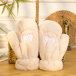 Dog Velvet Mitten Gloves, Cute Women Winter Warm Gloves, Wind Proof Gloves, Bear/Dog Pattern, Dog Pattern, 24.7cm