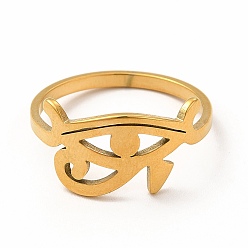 Oro 304 anillo de dedo de ojo de horus de acero inoxidable para mujer, dorado, diámetro interior: 17.8 mm