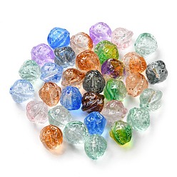 Color mezclado Perlas de vidrio de pintura transparente para hornear, tuerca, color mezclado, 12x13x12 mm, agujero: 1.2 mm