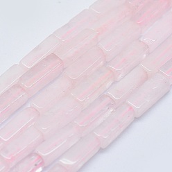Розовый Кварц Природного розового кварца нитей бисера, кубоид, 12.5~13.5x3~5x3~4.5 мм, отверстие : 1 мм, около 30~32 шт / нитка, 15.1~15.9 дюйм (38.5~40.5 см)