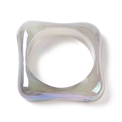 Silver Opaque Acrylic Linking Rings, Irregular Square with Inner Round, AB Color Plated, Silver, 22.5x22.5x6mm, Inner Diameter: 17.5mm