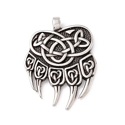 Antique Silver 304 Stainless Steel Pendants, Viking Bear Charms, Antique Silver, 49x34.5x4mm, Hole: 6x5mm