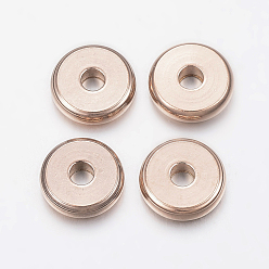 Oro Rosa 304 de acero inoxidable perlas espaciadoras, buñuelo, oro rosa, 10x2.5 mm, agujero: 3 mm