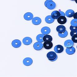 Bleu Accessoires ornement de perles de paillette en plastique, perles de paillettes, disque, bleu, 6x0.2mm, trou: 1 mm, environ 30000 pcs / 500 g