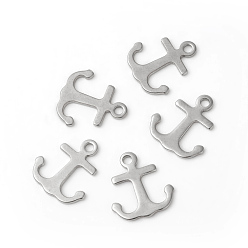 Stainless Steel Color 201 Stainless Steel Charms, Anchor, Stainless Steel Color, 12x11x0.7~0.8mm, Hole: 1.4mm