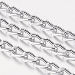 Silver Aluminum Twisted Chains Curb Chains, Unwelded, Oxidated in Silver, Link: 4x5.2mm