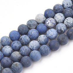 Natural Gemstone Natural Dumortierite Quartz Beads Strands, Frosted, Round, 10mm, Hole: 1.2mm, about 37~40pcs/strand, 14.9~15.1 inch(38~38.5cm)