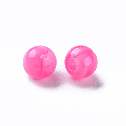 Deep Pink Acrylic Beads, Imitation Gemstone, Round, Deep Pink, 6mm, Hole: 1.8mm, about 5000pcs/500g