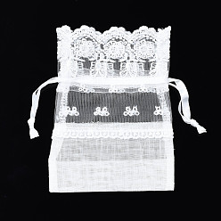 Marfil Bolsas de regalo con cordón de poliéster y cordones de hilo flameado, para joyas y baby showers embalaje bolsa de regalo de boda, blanco cremoso, 14~15x10~11x0.3 cm