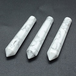 Howlite Natural Howlite Pointed Beads, Healing Stones, Reiki Energy Balancing Meditation Therapy Wand, Bullet, Undrilled/No Hole Beads, 50.5x10x10mm